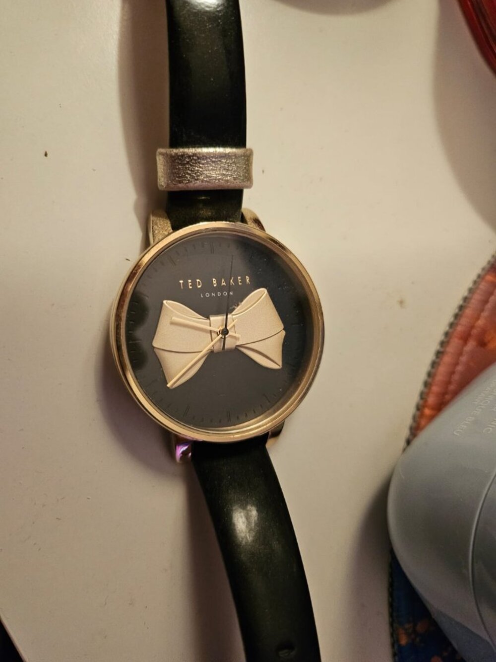 Ted Baker Watch - Big Gold Bow with black wrist band